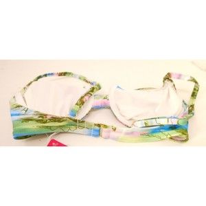 New with Tags XS (00) Xhilaration Swimsuit Top Multi-Color Beach Print
